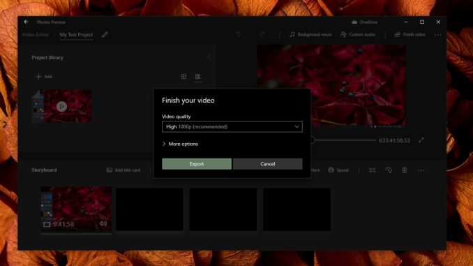 (LÖST) Videoexport har fastnat i Microsoft Photos-appen