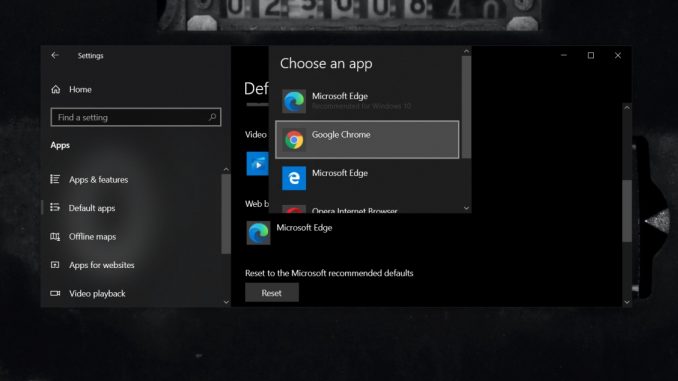 Windows 10 standardwebbläsare återställs