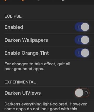 Eclipse aktiverar systemomfattande nattläge i iOS 7