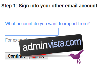 Ange e-postadressen du vill migrera e-post från och klicka sedan 