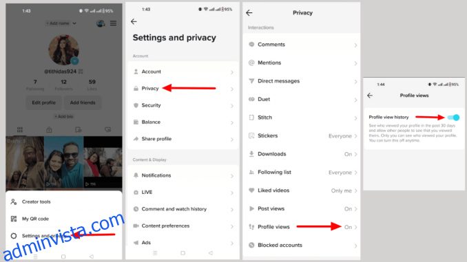 Hur man aktiverar profilvisningar på TikTok och kontrollerar vem som