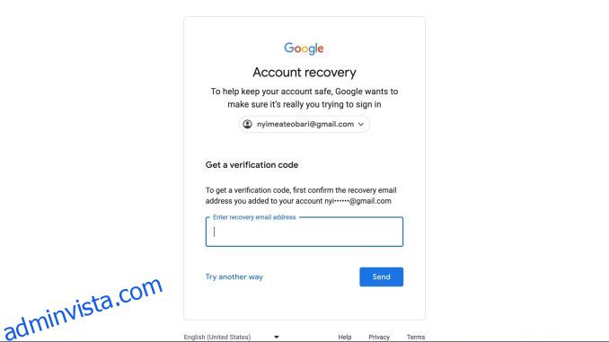 Vad är din e-postadress för återställning av ditt Google-konto och
